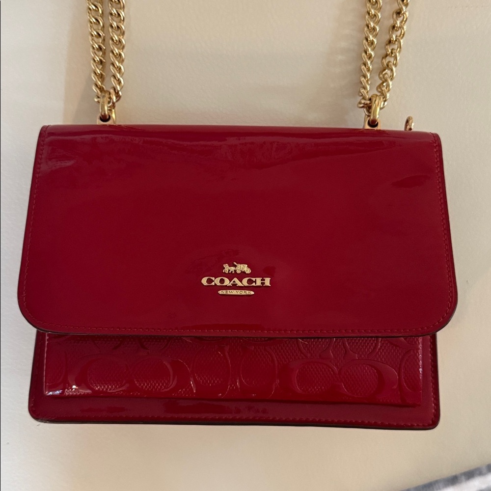 Coach Cherry Red Patent Leather Crossbody